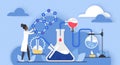 Chemistry science laboratory research, scientific chemical experiment of tiny scientist