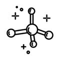 Chemistry science, molecule model isolated line icon, molecular structure