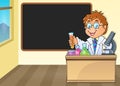 Chemistry teacher by blackboard