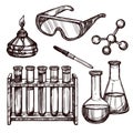 Chemistry Tools Hand Drawn Set Royalty Free Stock Photo