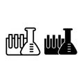 Chemistry tubes line and glyph icon. Flask with ampoule vector illustration isolated on white. Glass outline style