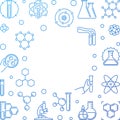 Chemistry vector blue concept frame in thin line style Royalty Free Stock Photo