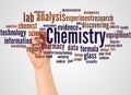 Chemistry word cloud and hand with marker concept Royalty Free Stock Photo