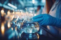 Chemists use lab equipment for experiments, advancing scientific knowledge Royalty Free Stock Photo