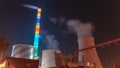 Chemnitz, Germany - August 30, 2019: Timelapse from eins energie chemnitz, power plant in Chemnitz with colorful chimney and