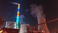 Chemnitz, Germany - August 30, 2019: Timelapse from eins energie chemnitz, power plant in Chemnitz with colorful chimney