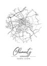Chemnitz - Germany Black Water City Map