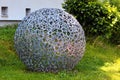 Chemnitz, Germany - June 11, 2023: A decorative ball of metal circles in Kappel district of Chemnitz city