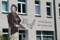 Chemnitz, Germany - June 12, 2023: Music is the language of passion, a quote by Richard Wagner on a building of music school in