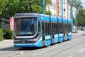Chemnitz, Germany - June 12, 2023: Skoda Tram in the city center of Chemnitz, Saxony, Germany