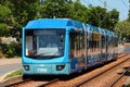 Chemnitz, Germany - June 12, 2023: Tramway car in the city center of Chemnitz, Saxony, Germany