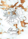Chemnitz - Germany Rosemallow Marble Map