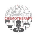 Chemotherapy illustration. Icons set. Medicine infographics. Side effects of chemotherapy. Vector illustration. Royalty Free Stock Photo