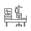 Chemotherapy line black icon. Hospital ward, intensive therapy. Medical treatment. Palliative care