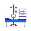 Chemotherapy line color icon. Hospital ward, intensive therapy. Medical treatment. Palliative care. Sign for web page, mobile app