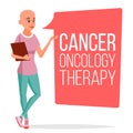 Chemotherapy Patient Woman Vector. Female With Cancer. Medical Oncology Therapy Concept. Treatment. Hairless. Clinic Royalty Free Stock Photo