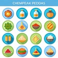 Chempedak icon set in flat vector style Royalty Free Stock Photo