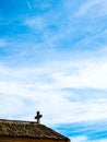 Chemtrails Over the Church Cross Royalty Free Stock Photo