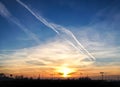 Chemtrails in the sky Royalty Free Stock Photo