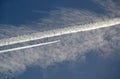 Chemtrails in sky Royalty Free Stock Photo