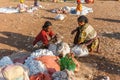 Ethiopian women sell cotton in the local market