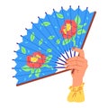 Chenese and Japanese hand fan. A beauty geishfan, garden of grace unfolding petal by petal A Chinese fan, operof ancient Royalty Free Stock Photo