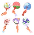 Chenese and Japanese hand fan. A hand fan silent stories in afternoon air A Japanese funfolds like poetic universe