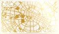 Chengdu China City Map in Retro Style in Golden Color. Outline Map