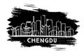 Chengdu China City Skyline Silhouette. Hand Drawn Sketch