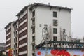 Picture of Mencius, a Confucian philosopher and second Sage, on wall of a residence building