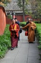 Chengdu, China: Monks at Wenshu Temple Royalty Free Stock Photo