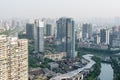 Chengdu city downtown skyline aerial view Royalty Free Stock Photo