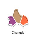 Chengdu City Map Republic of China, Shanxi Province, map vector illustration design template, on white background