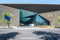 Chengdu museum bulding facade against blue sky