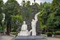 QuYuan, LiBai, DuFu chinese poets statues in HuanHuaXi public park