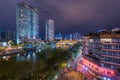 Chengdu Anshun bridge and Jingjiang river at night