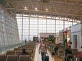 Chennai Airport, International Terminal. Passengers wait before boarding their plan