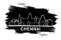 Chennai India City Skyline Silhouette. Hand Drawn Sketch.