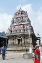 CHENNAI, INDIA - DEC 25, 2019 - .Gopuram sculptures as entrance to Kapaleshwara