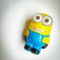 Chennai, India - July 2 2020: Minion toy piggy bank placed in white background