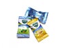 Chennai, India-May 01 2020: Group of Vicks Cough Drops Honey, Menthol and Ginger Flavor 2g Candy Pack