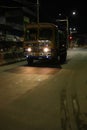 Chennai, India-May 01 2020: lorry driving in the streets at night