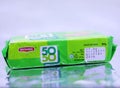 Beautiful view of Britannia Crackers 50-50 Sweet & Salty Cookies or biscuit in a green cover pack