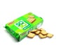 Beautiful view of Britannia Crackers 50-50 Sweet & Salty Cookies or biscuit in a green cover pack
