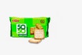 Beautiful view of Britannia Crackers 50-50 Sweet & Salty Cookies or biscuit in a green cover pack