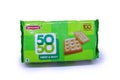 Beautiful view of Britannia Crackers 50-50 Sweet & Salty Cookies or biscuit in a green cover pack