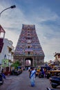 Chennai, India - October , 2018: Outskirt entrance and Exterior of Mylapore kapaleeswarar temple. Indian Hindu temple building