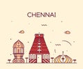 Chennai skyline trendy vector illustration linear