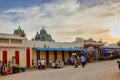 Chennai, South India - October 27, 2018: Interior of Ashtalakshmi Temple against dramatic sunset. Indian devotee worship or doing