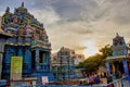 Chennai, South India - October 27, 2018: Interior of Ashtalakshmi Temple against dramatic sunset. Indian devotee worship or doing